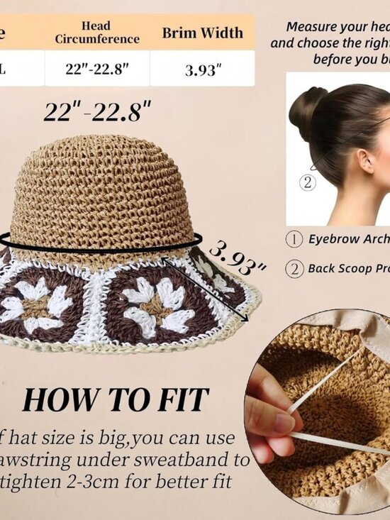 Women Foldable Summer Wide Brim Packable Sun Hat Travel Straw Fedora Hat Floral4 main image 4